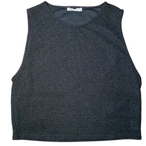 ZARA | black long cropped top with no sleeves